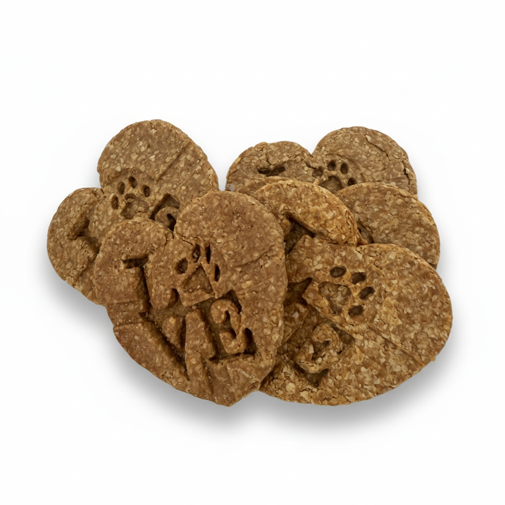 Clean background paw print biscuits